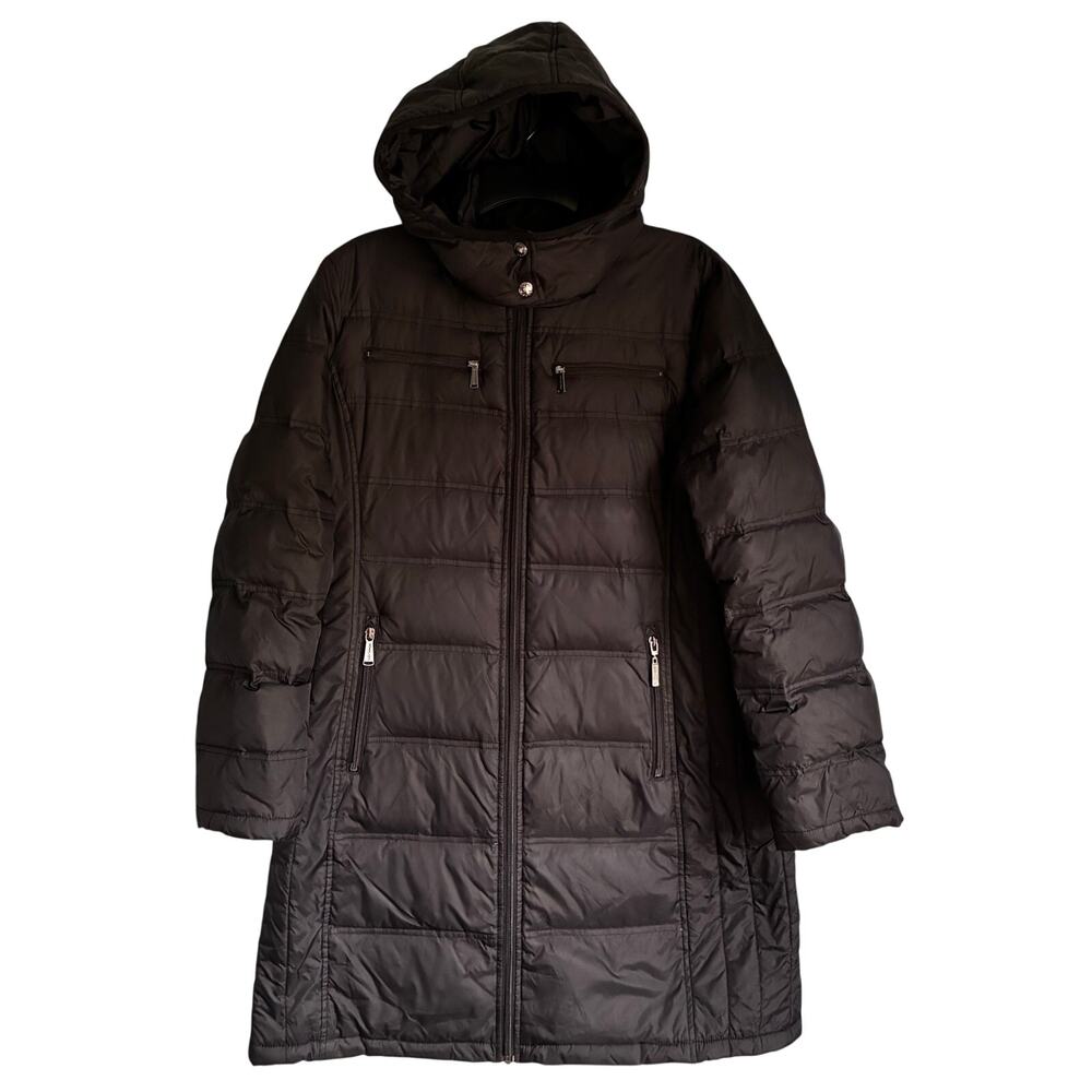 Michael Kors Down Puffer Long Coat Hooded Black Large